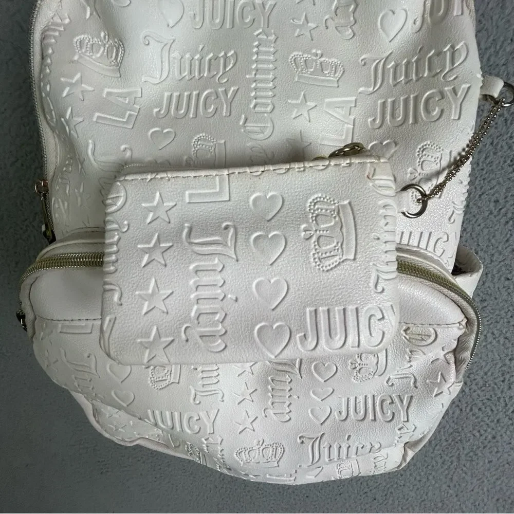 Juicy Couture White/Ivory Embossed Logo Backpack